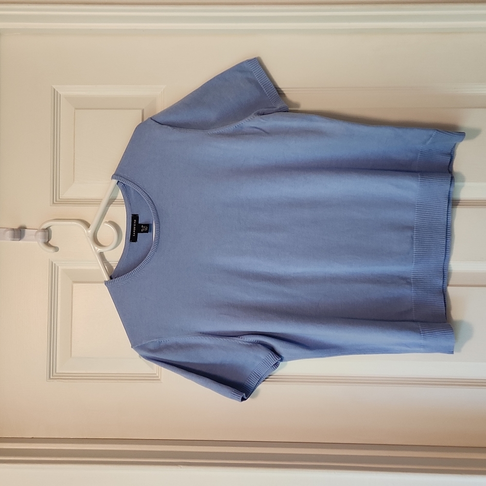 Lands End crystal blue, short sleeve supima cotton sweater PXL